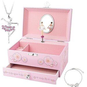 Kids Musical Jewelry Box for Girls with Drawer and Jewelry